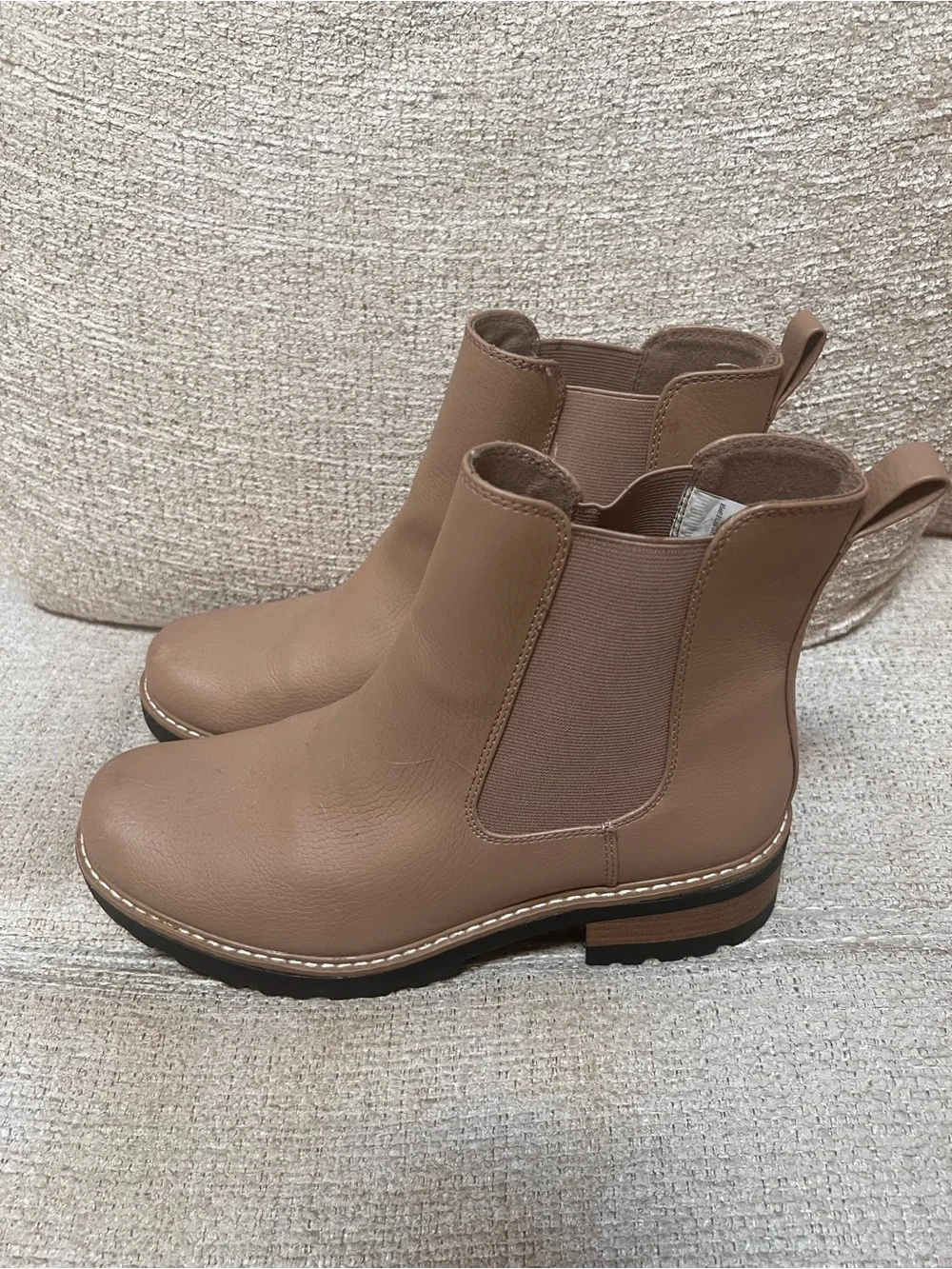 Women's Tan Chelsea Booties - Sleek Slip-On Ankle Boots Sz 9.5
